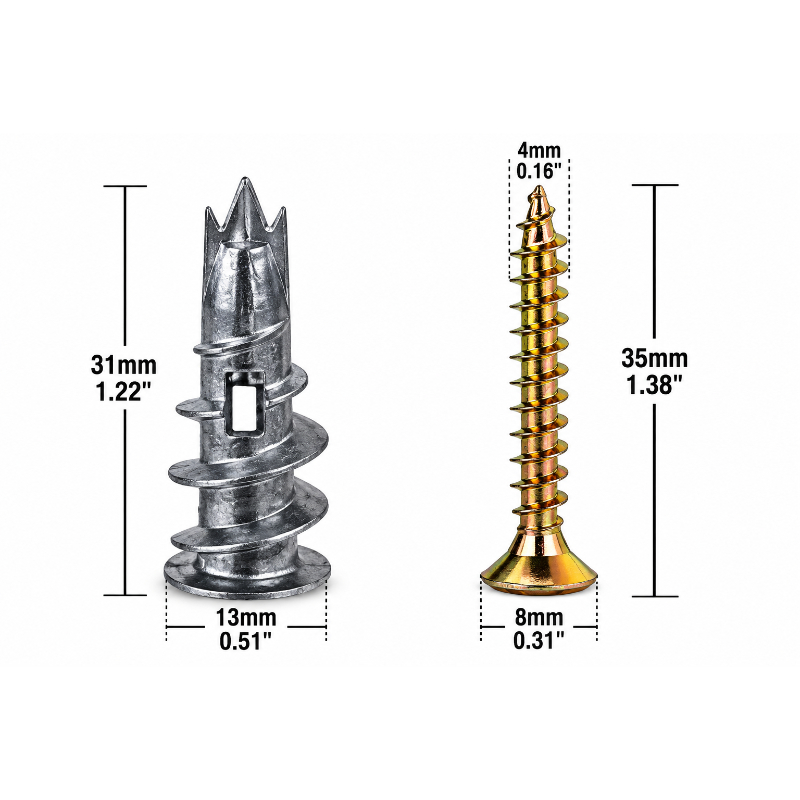 Drywall Anchor Screw - 10個入り シングルポイント亜鉛合金クイックドライウォールアンカー13×31 ジェイパーボードフローリング用セルフドリリング拡張ネジ スパイラルデザイン