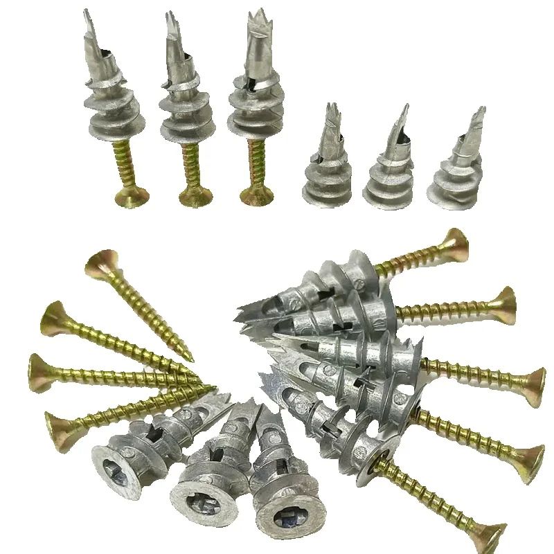 Drywall Anchor Screw - 10個入り亜鉛製セルフドリリング乾式壁用アンカースクリューキット、頑丈な金属製壁用アンカーと10個 # 8本の1-1/4インチネジ