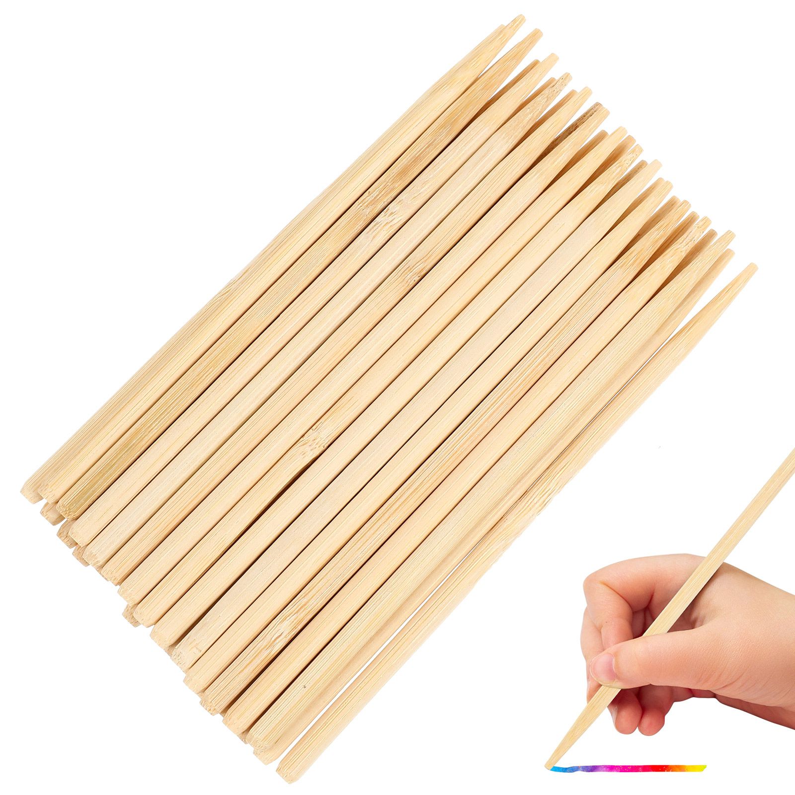 Wood Filler Stick - 30 個木製スクラッチペイント竹ペンワックススティック髪小枝ツールスクラッチ描画スティック