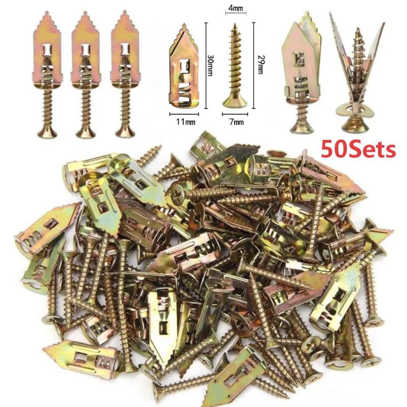 Drywall Anchor Screw - 50個入りセルフタッピング乾式壁アンカーキット、耐腐食性、拡張ネジ付き、商業用および住宅用壁設置に最適