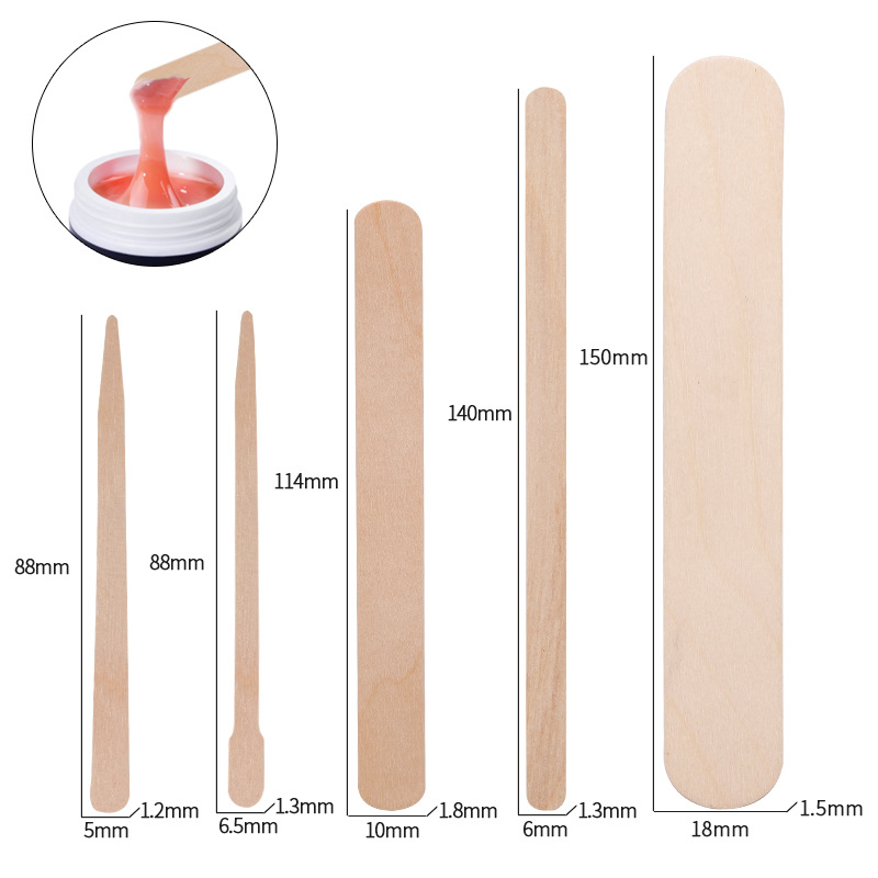 Wood Filler Stick - 使い捨ての木製舌圧子,ボディヘアクリップ,ワックスがけ用,100ユニット