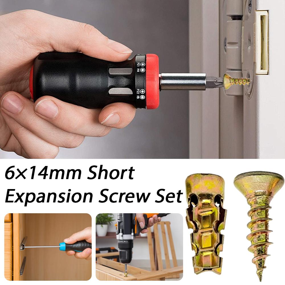 Drywall Anchor Screw - 100 個 6*14 ミリメートルドアヒンジネジ修理ネジ短い拡張壁アンカーストリップネジ修理フィクサー鋼セルフタッピングネジ