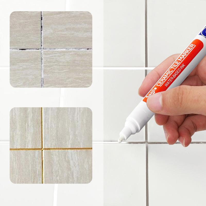 Tile Grout Repair - 防水セラミックタイル目地マーカー、キッチンとバスルームの壁と床の修理用防カビシームペン、修理マーカー