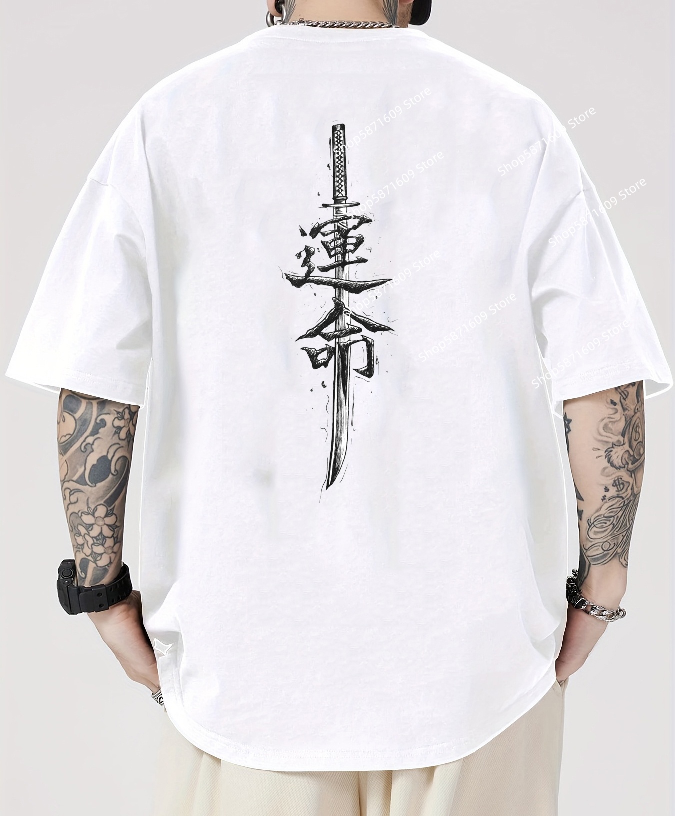 Home Improvement Man - メンズ半袖サムライナイフ柄Tシャツ、ホームインプルーブメント柄カジュアル半袖トップス