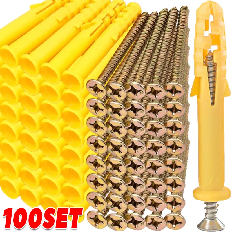 Drywall Anchor Screw - プラスチックチューブ拡張壁アンカープラグネジセットファスナークロスヘッドセルフタッピングネジボルトキットレンガコンクリート乾式壁アンカー