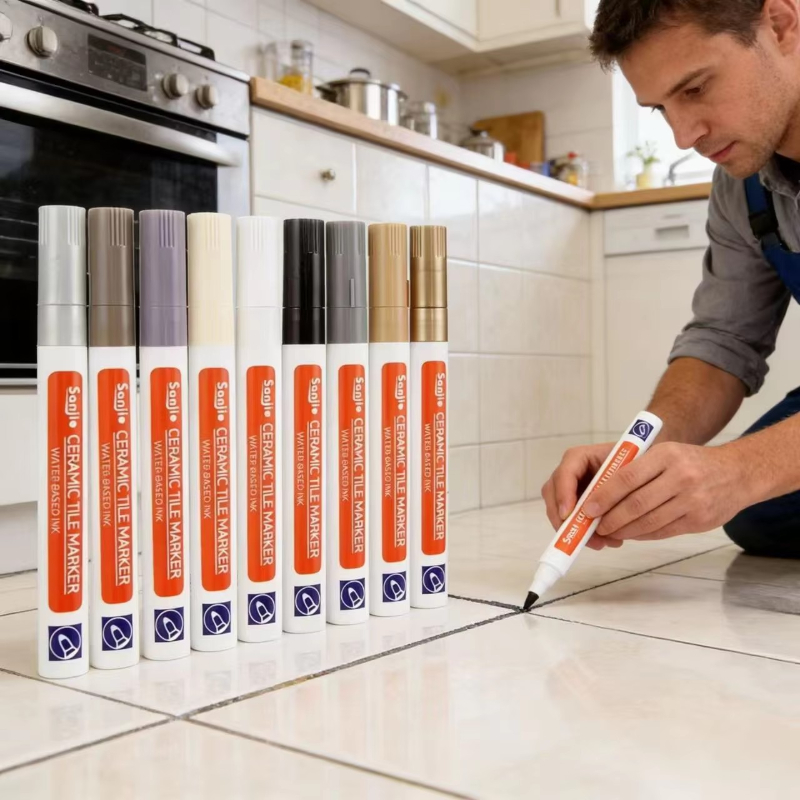 Tile Grout Repair - 1-2本 防水ホワイトマーカーペン 壁の隙間補修 タイル目地マーカーペン 床 浴室