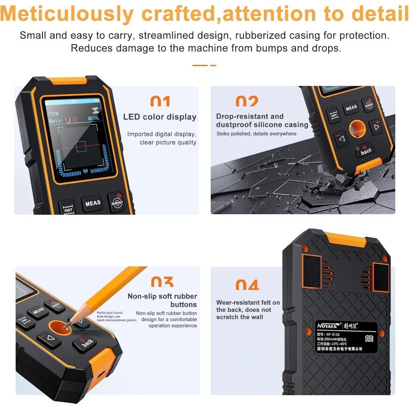 NF-513 3-in-1 充電式磁気金属探知機（木材/非磁 - Stud Finder Magnetic のレビューと価格