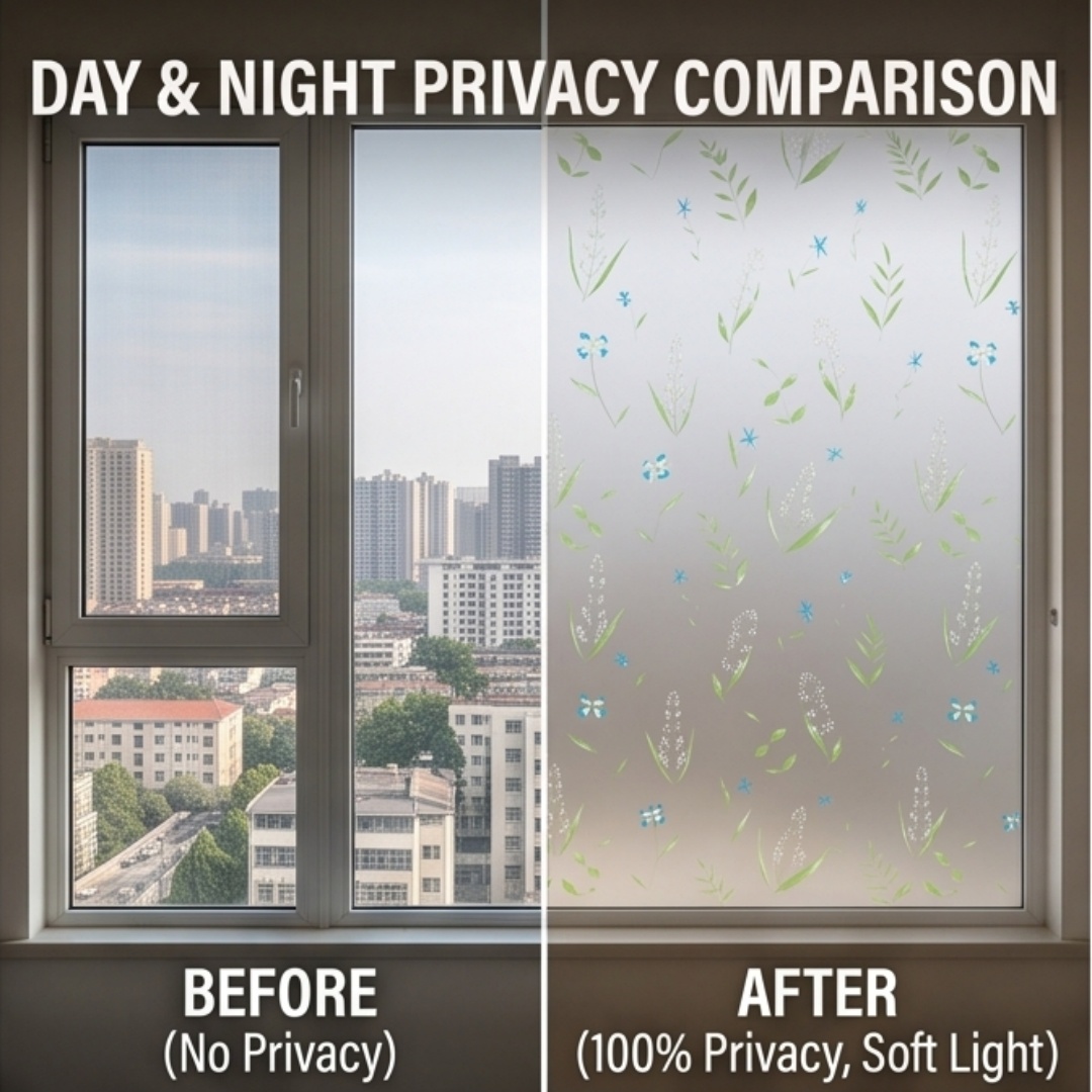 自己粘着性フレッシュフローラルリーフウィンドウフィルム、つや - Window Insulation Film のレビューと価格