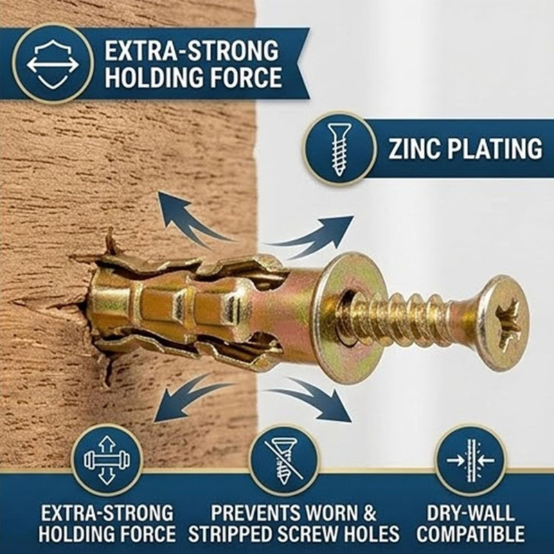50/100PC 石材拡張ネジセルフタッピングネジ掘削プラグ - Drywall Anchor Screw のレビューと価格