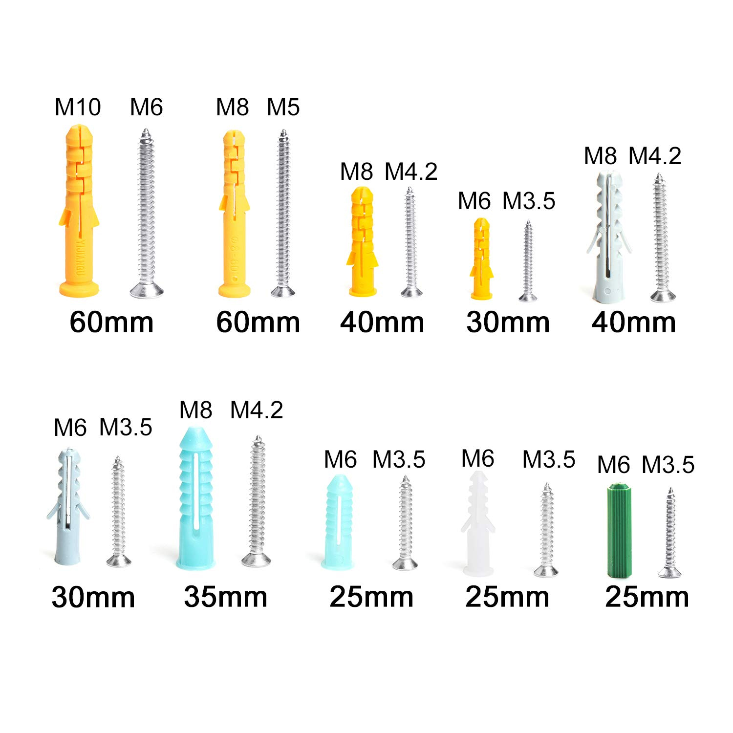482ピース/セットプラスチック拡張乾式壁アンカーセットセル - Drywall Anchor Screw のレビューと価格