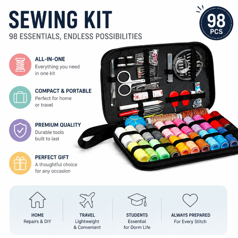 68/98個入り裁縫道具セット、裁縫工芸キット、便利で持ち運 - Home Improvement Kit のレビューと価格