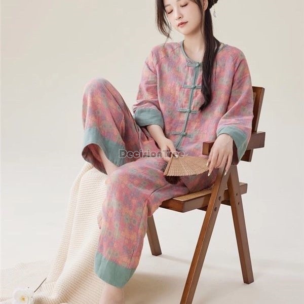 2026年新作中国風改良版レトロ古風女性用綿漢服パジャマセッ - Home Improvement Man のレビューと価格