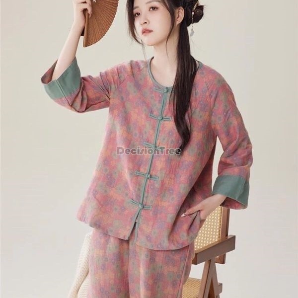 2026年新作中国風改良版レトロ古風女性用綿漢服パジャマセッ - Home Improvement Man のレビューと価格