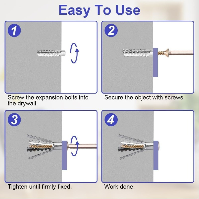 頑丈なスチール製壁アンカー、ネジキット付き、金属チューブ拡張 - Drywall Anchor Screw のレビューと価格
