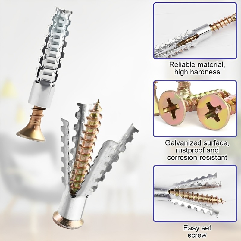 頑丈なスチール製壁アンカー、ネジキット付き、金属チューブ拡張 - Drywall Anchor Screw のレビューと価格